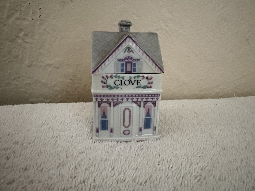 Lenox Spice Village CLOVE Porcelain Lidded House Jar 1989 - Chipped